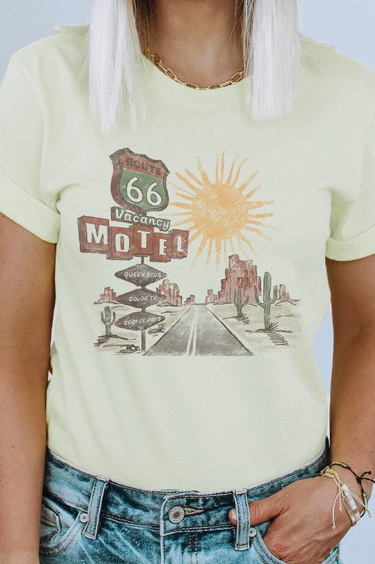 Route 66 Motel Vacancy Road Trip Graphic Tee | S-XL