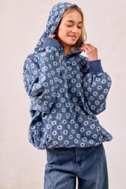 Daisy Denim Zip Pullover | S-XL