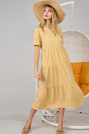 Yellow Checkered Tiered Midi Dress | S-XL (Copy)