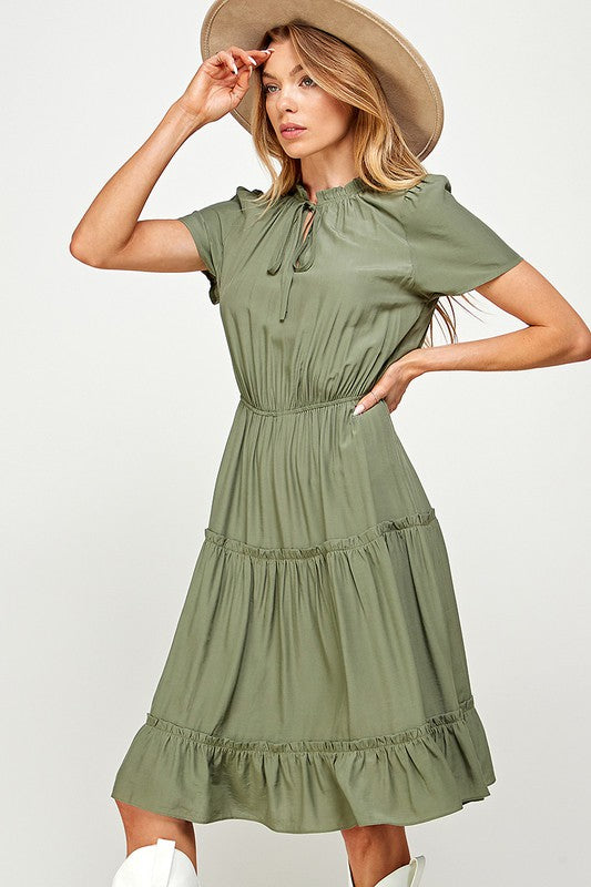 Sammie Knee Length Dress in Black or Olive | S-L