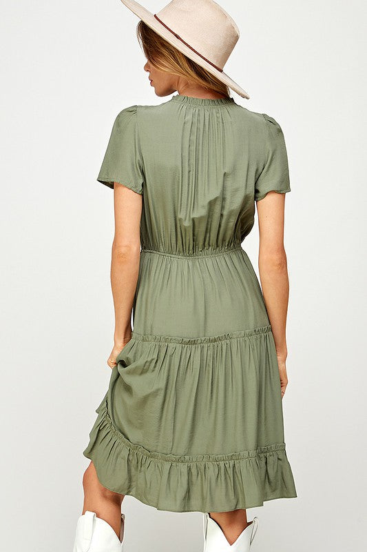 Sammie Knee Length Dress in Black or Olive | S-L