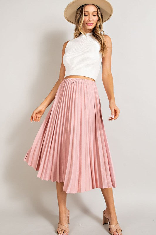 BLACK Pleated Midi Skirt | S-L