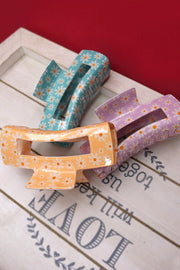 White Daisy Jumbo Rectangle Hair Claw Clip