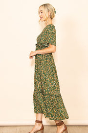 Hunter Green Floral Smocked Dress | S-L