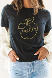 Teacher Apple Back To School Gold Graphic Tee | S-XL
