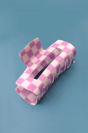 Checkered Jumbo Rectangle Hair Claw Clip