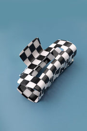 Checkered Jumbo Rectangle Hair Claw Clip