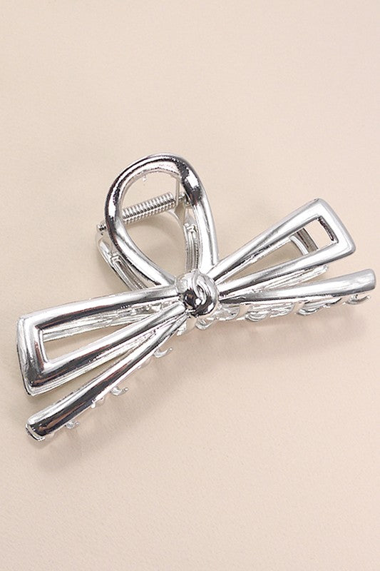 Metal Ribbon Bow Hair Claw Clip