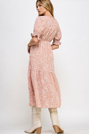 Animal Print Blush Pink Midi Dress | S-L