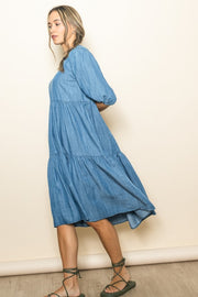 Blue Chambray Hi Lo Dress | S-L