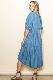 Blue Chambray Hi Lo Dress | S-L