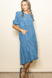 Blue Chambray Hi Lo Dress | S-L