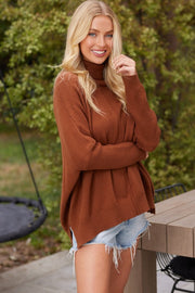 Rust Long Sleeve Turtle Neck Tunic | S-XL