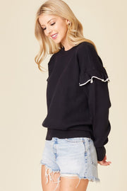 Ruffle Berry Black & Ivory Pullover | S-XL