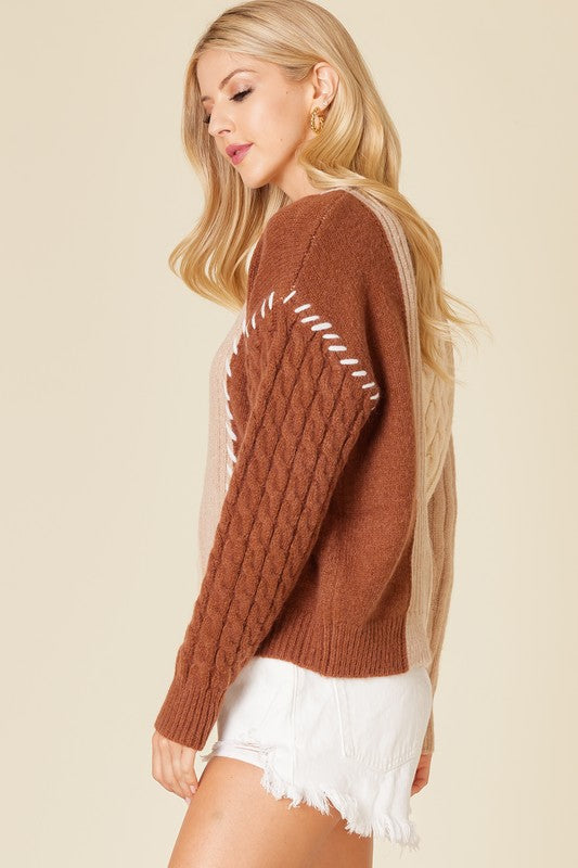 Neutral Prime Color Block Sweater | S-XL