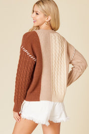 Neutral Prime Color Block Sweater | S-XL