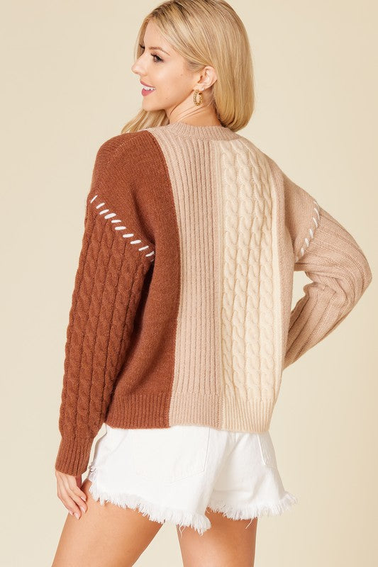 Neutral Prime Color Block Sweater | S-XL