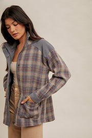 Corduroy Blue Plaid Shacket | S-L