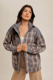 Corduroy Blue Plaid Shacket | S-L