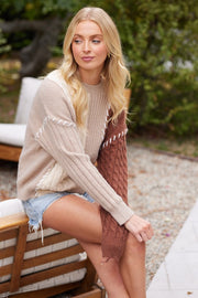 Neutral Prime Color Block Sweater | S-XL