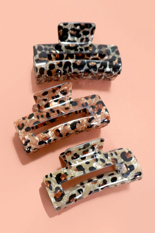 Leopard Rectangle Hair Claw Clip