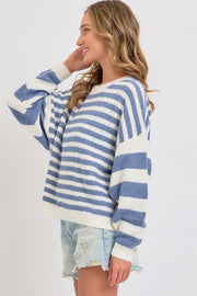 Everyday Blue Knit Striped Sweater | S-L