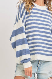 Everyday Blue Knit Striped Sweater | S-L