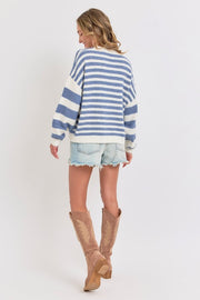 Everyday Blue Knit Striped Sweater | S-L