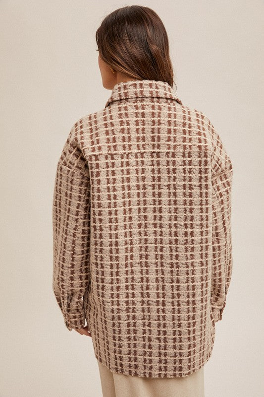 Boucle Brown Plaid Shacket | S-L