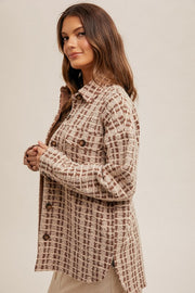 Boucle Brown Plaid Shacket | S-L