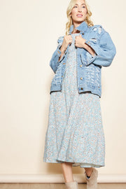 Olivia Blue Floral Smocked Dress | S-L