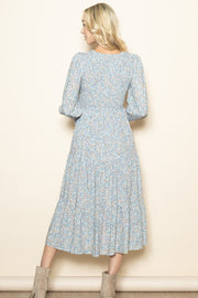 Olivia Blue Floral Smocked Dress | S-L