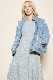 Olivia Blue Floral Smocked Dress | S-L