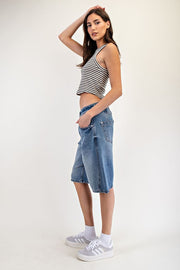 Mineral Washed Barrel Jean Shorts | S-L