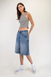 Mineral Washed Barrel Jean Shorts | S-L