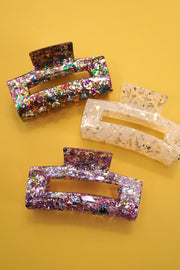 Glitter Jumbo Rectangle Hair Claw Clip