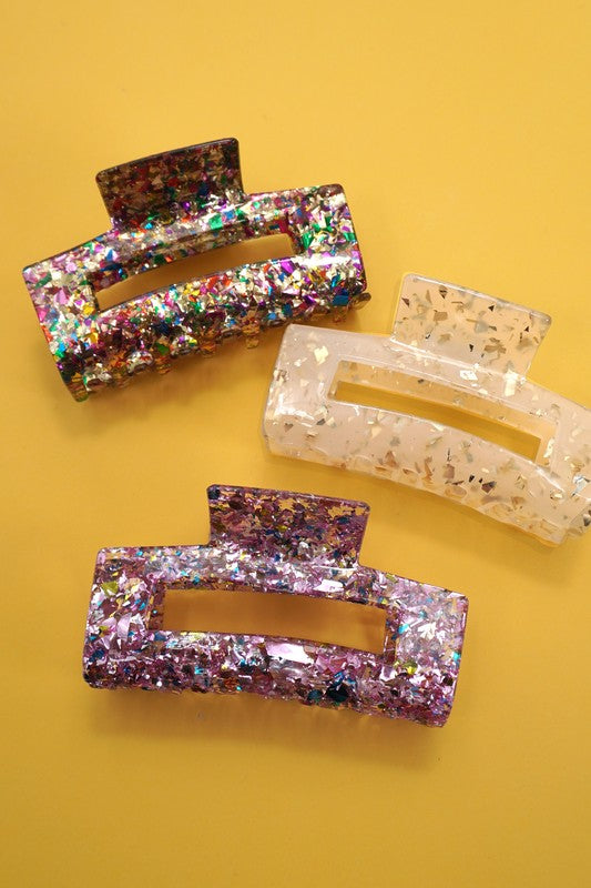 Glitter Jumbo Rectangle Hair Claw Clip