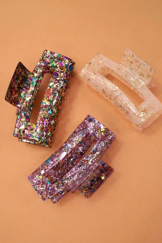 Glitter Jumbo Rectangle Hair Claw Clip