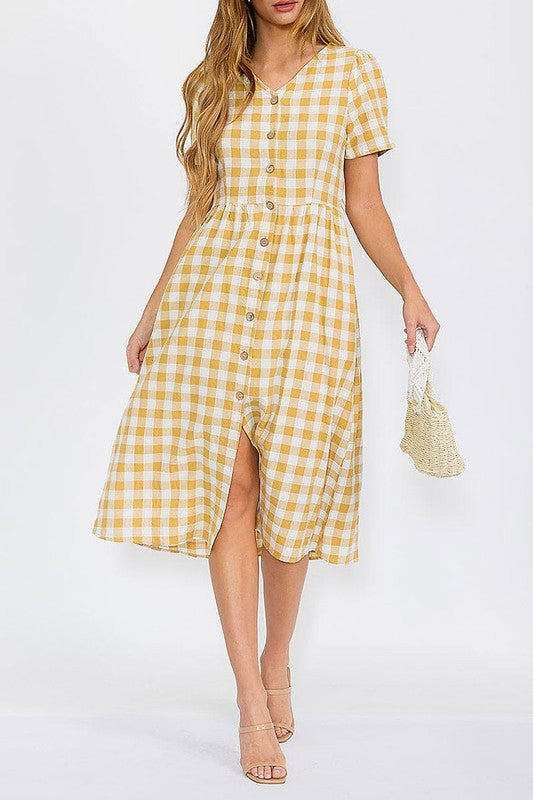 Amelia Plaid Midi Dress | S-L