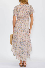 Peach Floral Hi Lo Maxi Dress | S-L