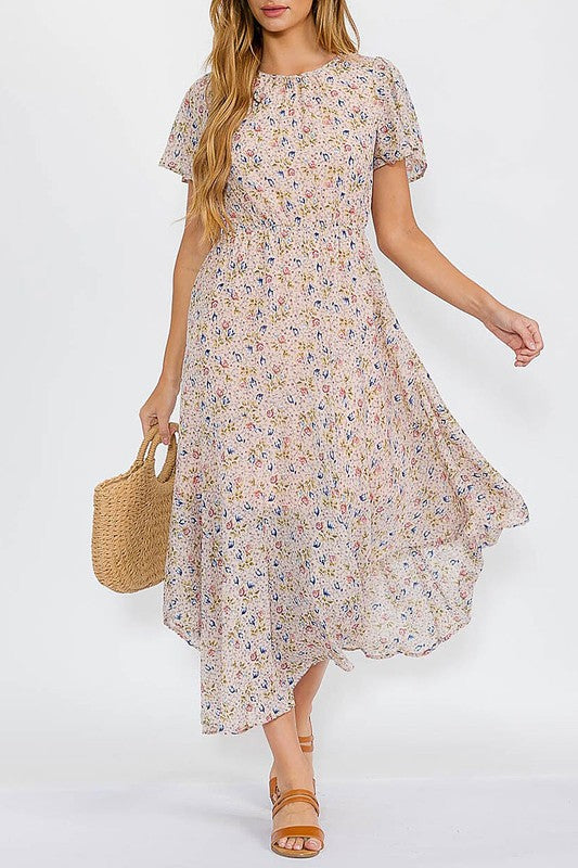 Peach Floral Hi Lo Maxi Dress | S-L