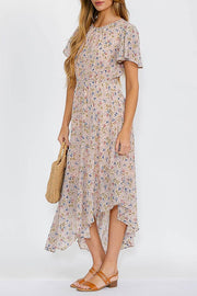 Peach Floral Hi Lo Maxi Dress | S-L