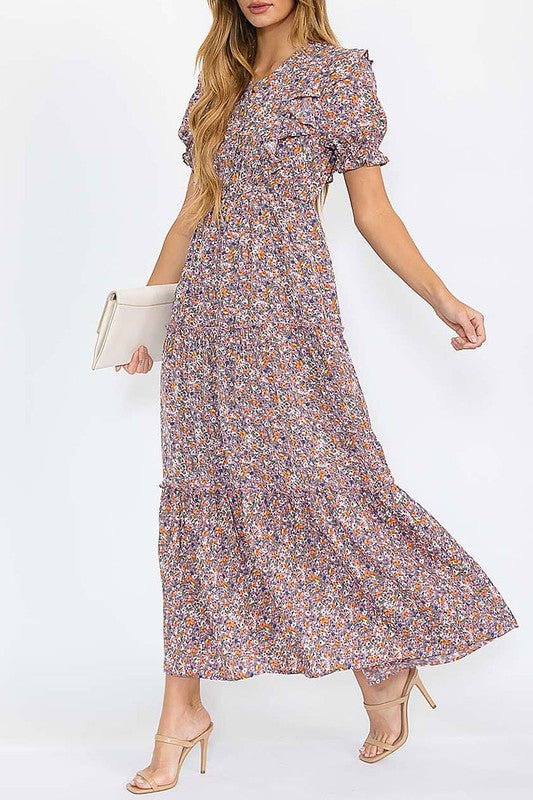 Lucy Mauve Floral Maxi Dress | S-L