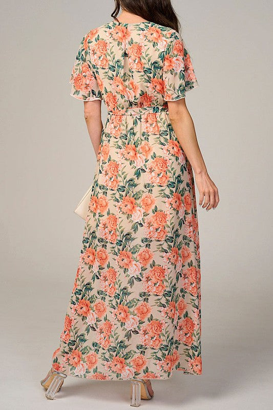 Cece Coral Rose Maxi Dress | S-L