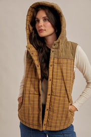 Plaid & Corduroy Puffer Vest | S-L