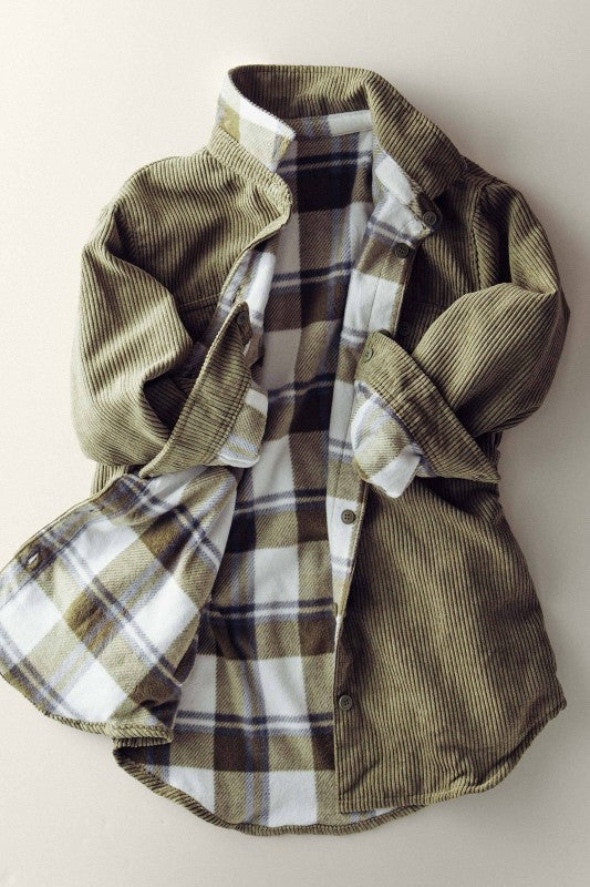 Corduroy Olive Reversible Shacket