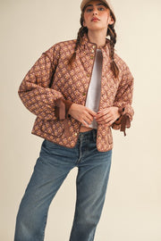 Brown Amber Quilted Floral Jacket | S-L