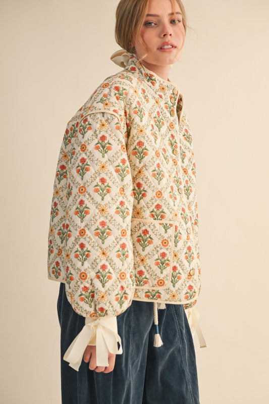Ivory Marigold Floral Jacket | S-L