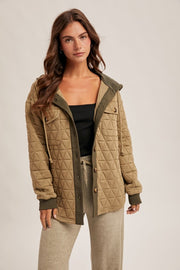 Quilted Jacquard Olive Shacket | S-L