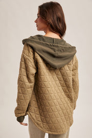 Quilted Jacquard Olive Shacket | S-L